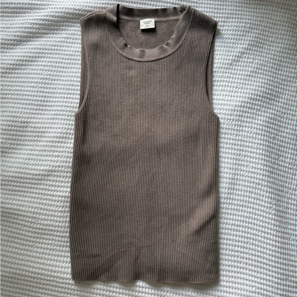 Abercrombie & Fitch Ribbed Sleeveless Tank - Taupe Brown